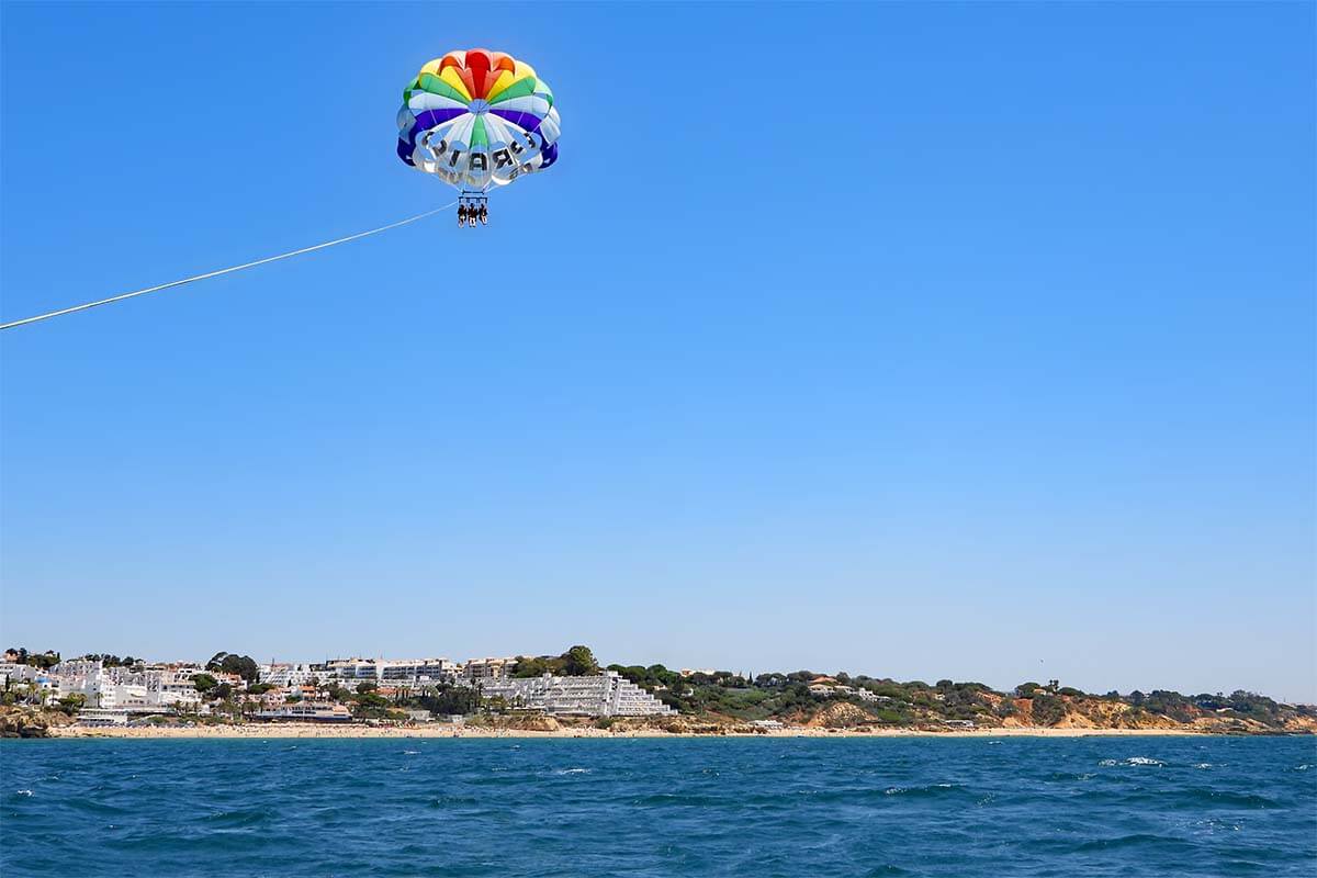 Our kids parasailing in Albufeira Algarve