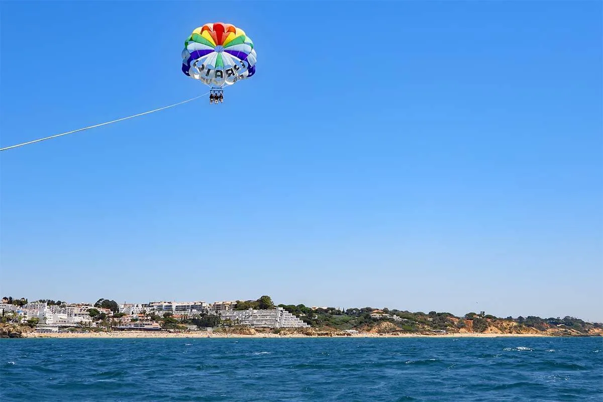 Our kids parasailing in Albufeira Algarve