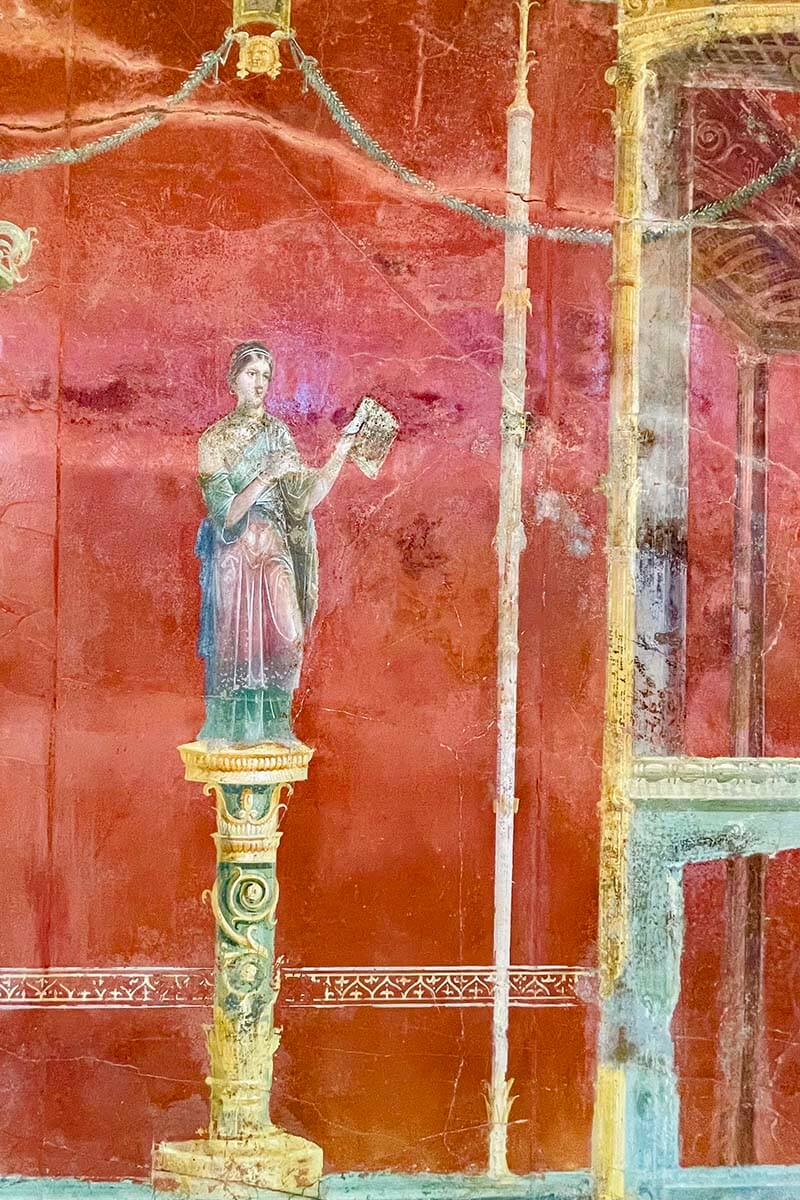 Roman villa wall decoration in Pompeii