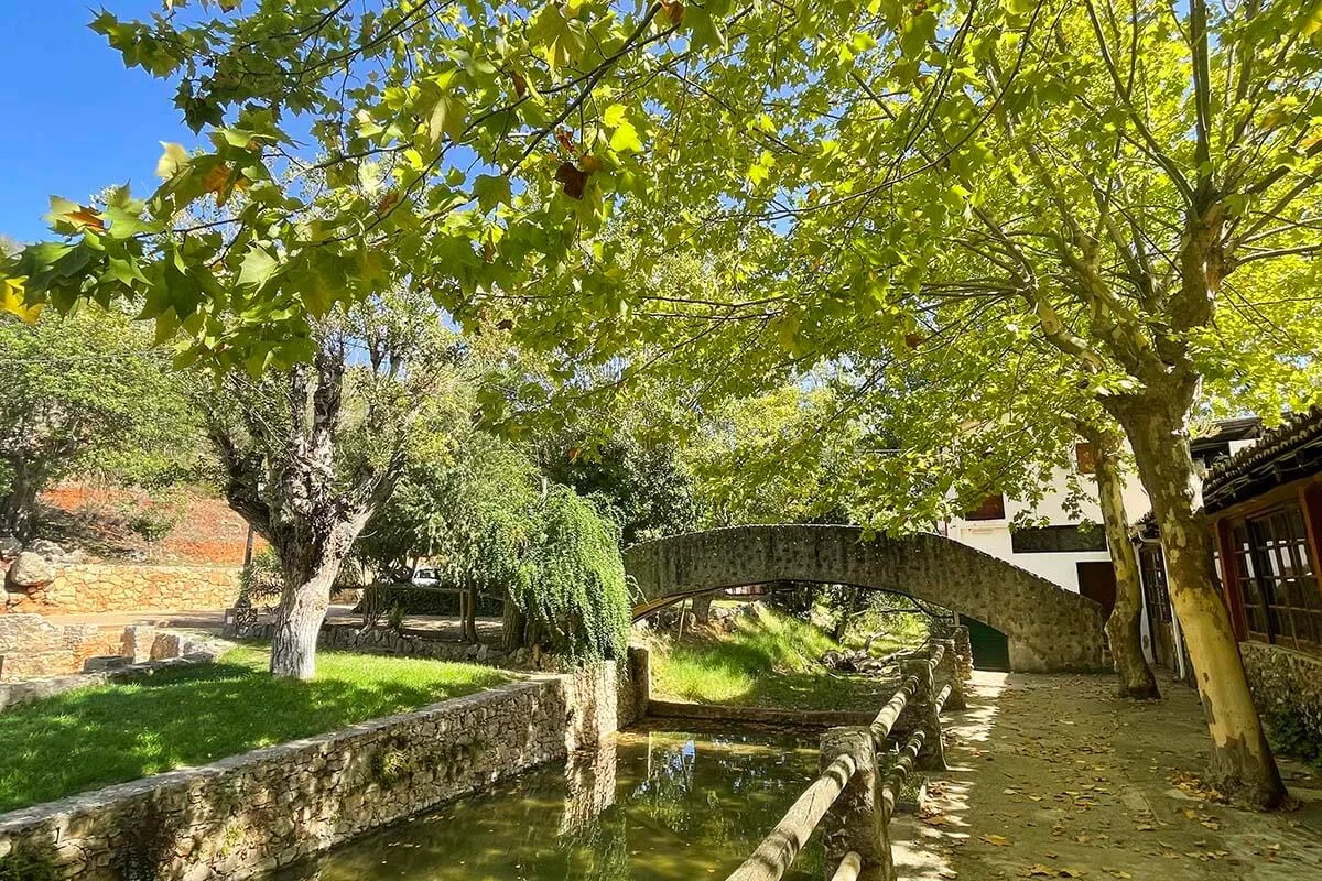 Stone bridge and swimming river at Fonte Grande de Alte in Alte Algarve Portugal