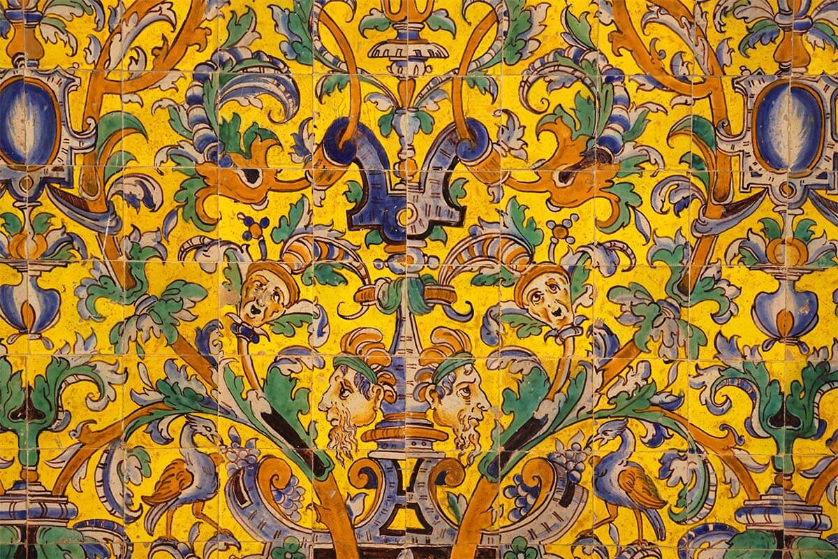 Colorful tiles detail at the Royal Alcazar of Seville
