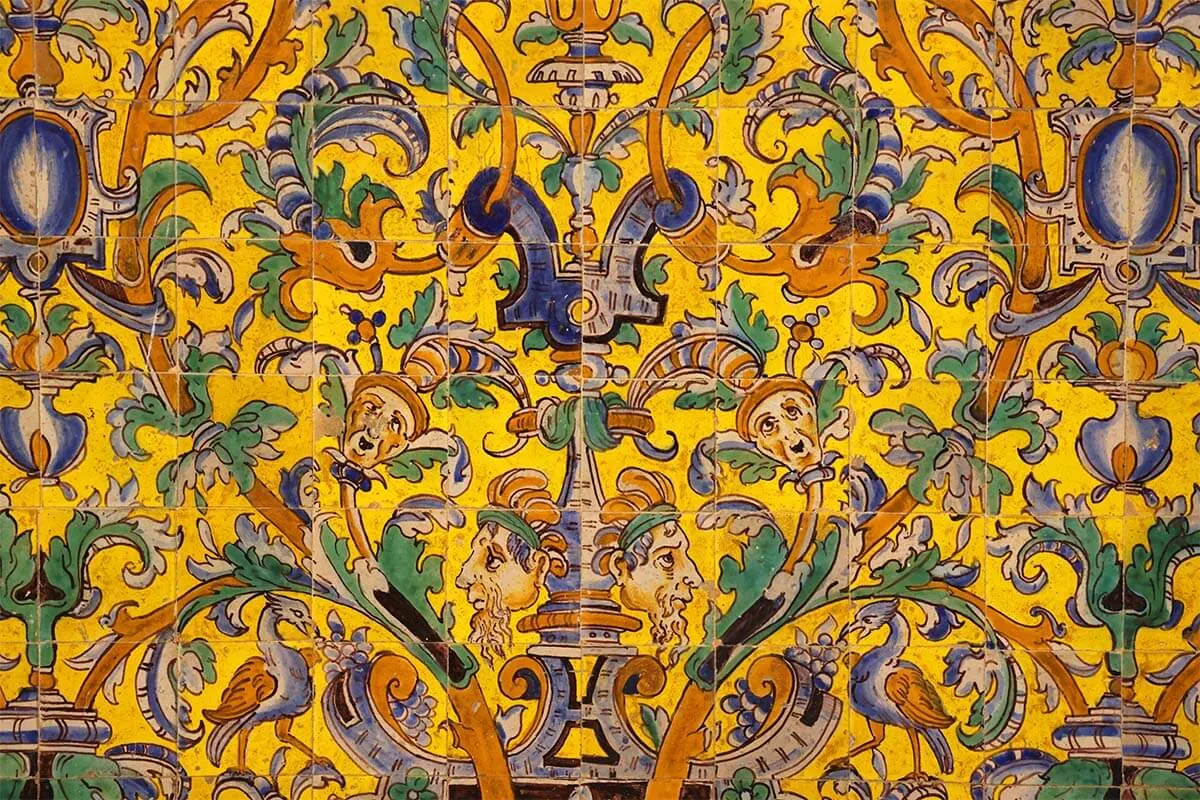 Colorful tiles detail at the Royal Alcazar of Seville
