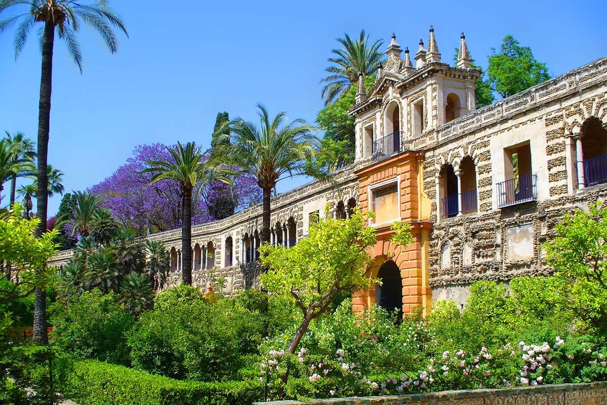 Gardens of Royal Alcazar of Seville in Spain