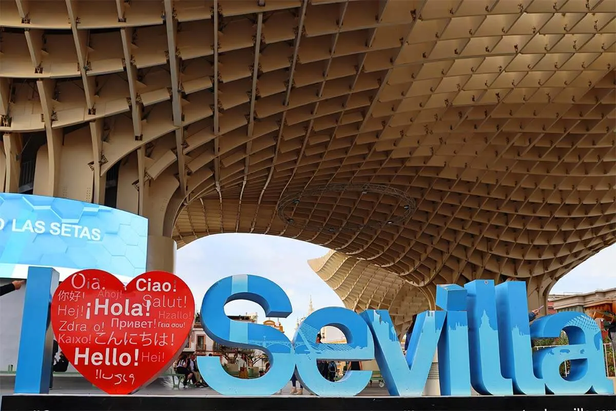 I Heart Sevilla sign at Setas de Seville