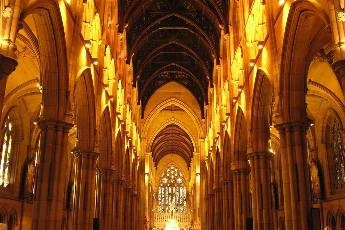 Interior of St Mary's Cathedral in Sydney Australia