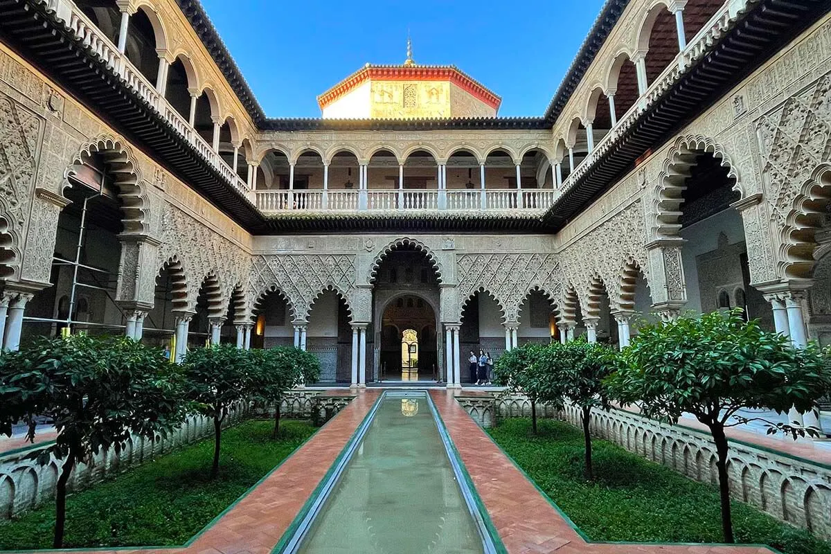 Patio de Doncellas courtyard at Royal Alcazar of Seville Spain