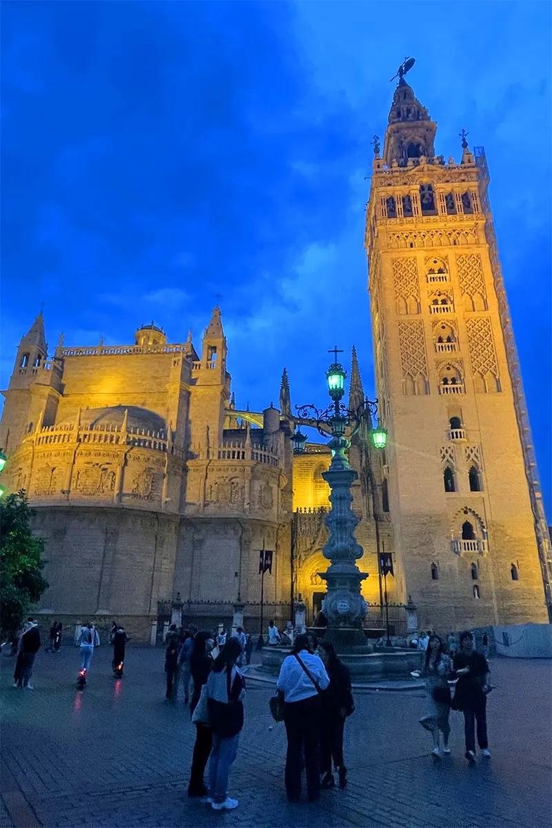 Seville Cathedral at night