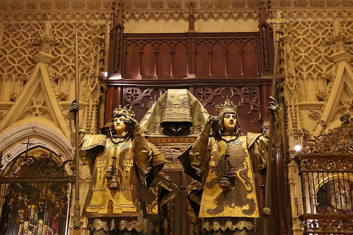 Tomb of Christopher Columbus inside Seville Cathedral in Spain