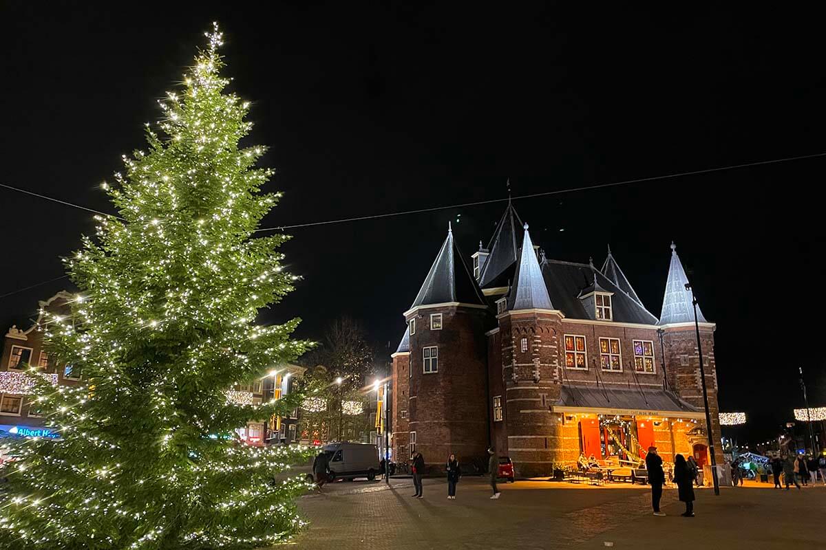Amsterdam Christmas tree on De Waag Square