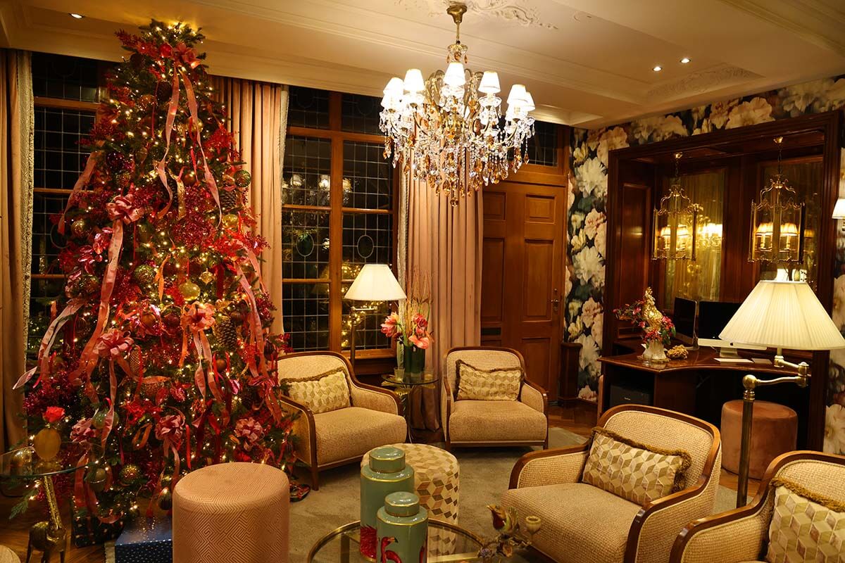 Christmas decorations at Hotel Estherea in Amsterdam