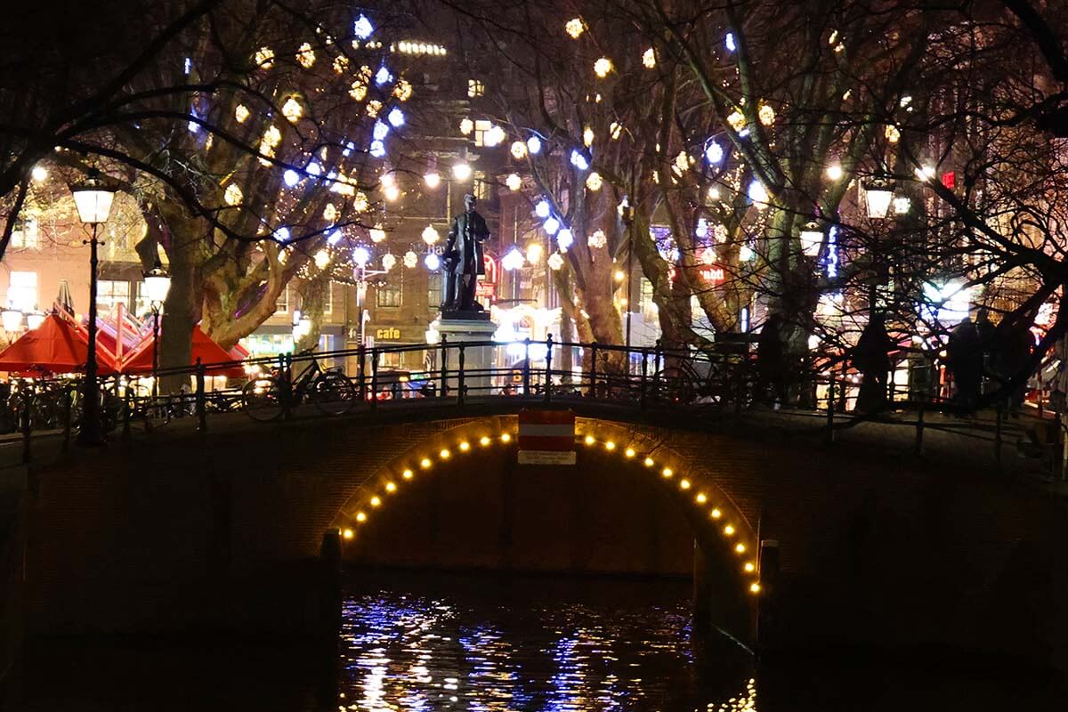 Christmas lights during holiday season in Amsterdam, the Netherlands