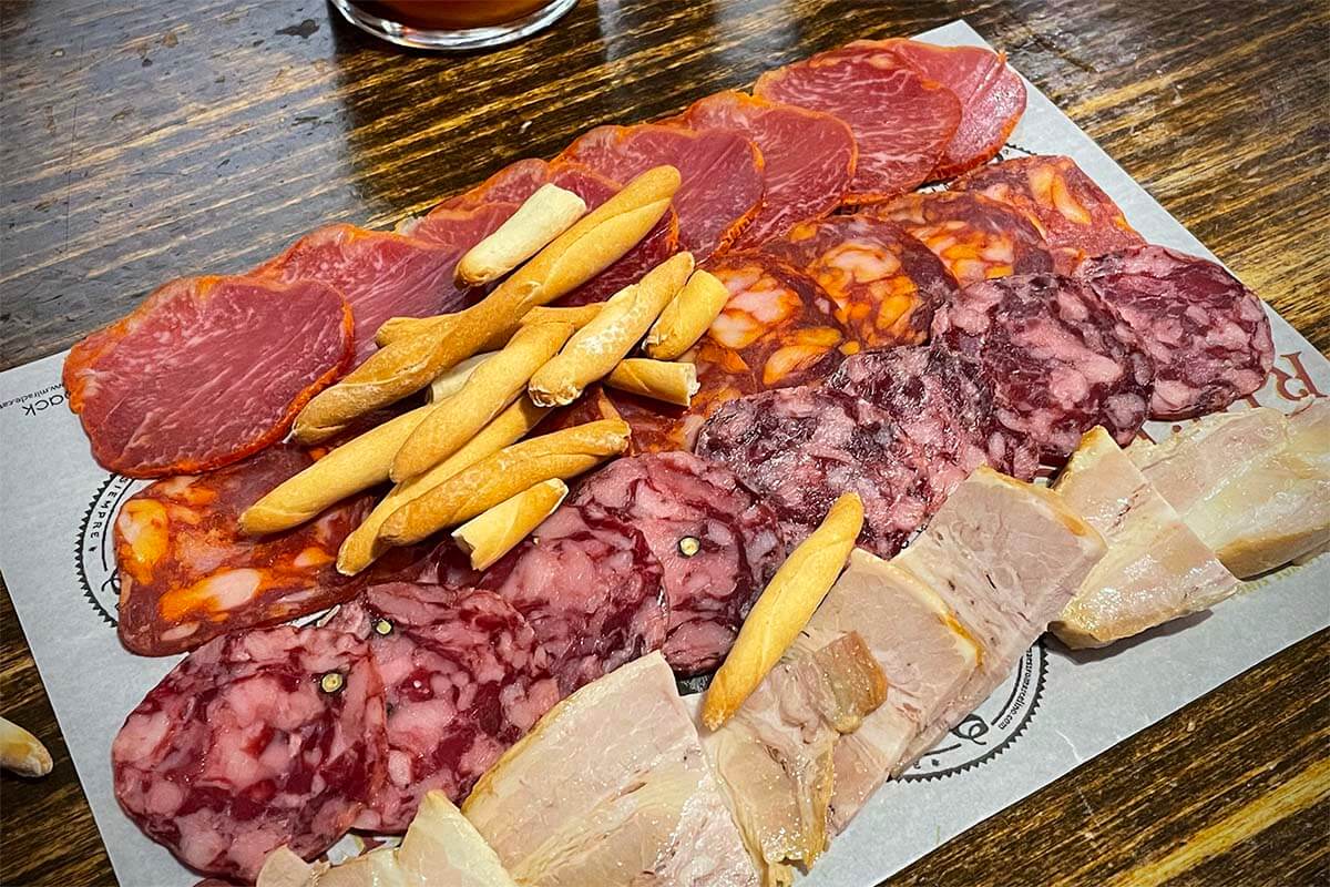 Cured meats tapas in Seville Spain