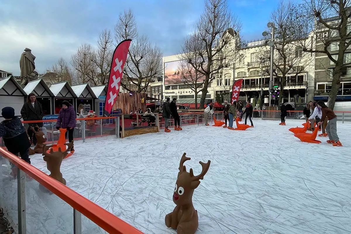 Ice skating rink on Rembrandt Square in Amsterdam