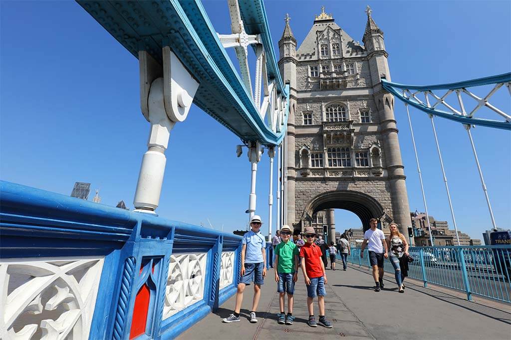 Kids at the Tower Bridge in London