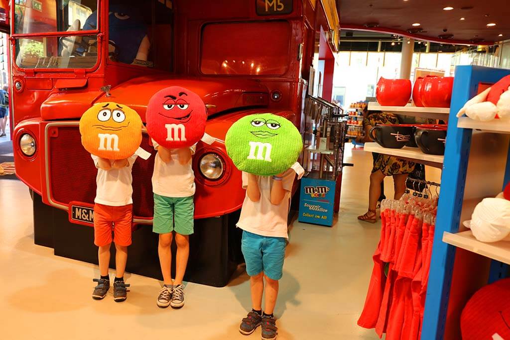 Kids having fun at M&Ms World Store in London