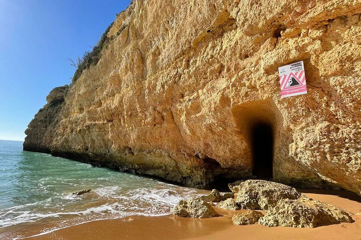 Praia de Nossa Senhora da Rocha beach and tunnel - Algarve Portugal