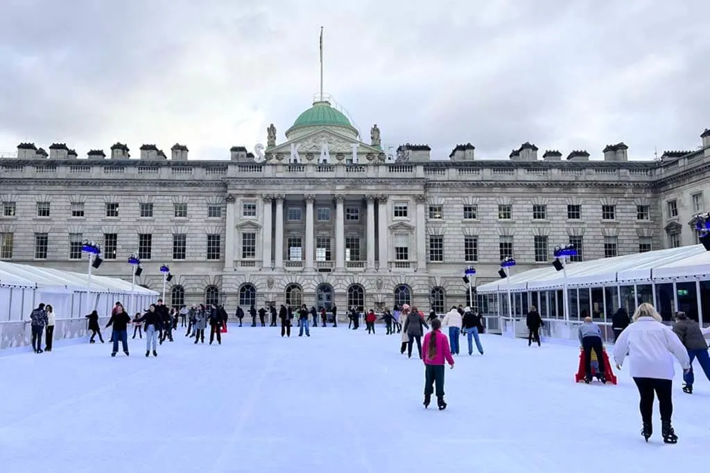 Somerset House ice skating rink in London in winter