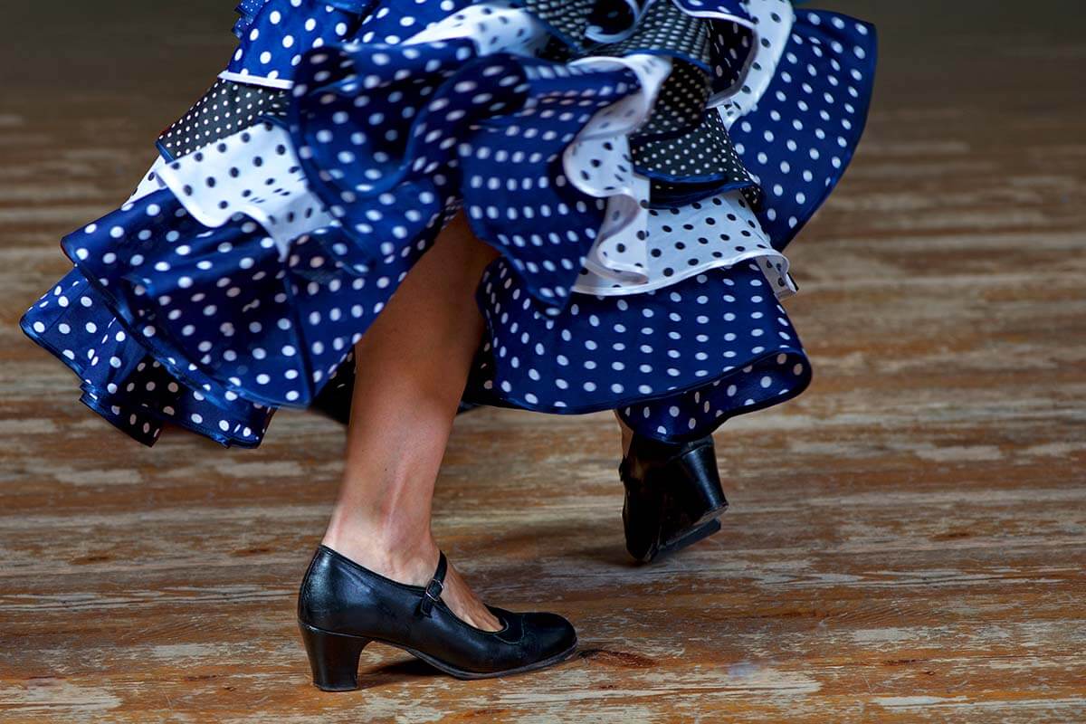 Spanish flamenco dancer close-up dress and shoes