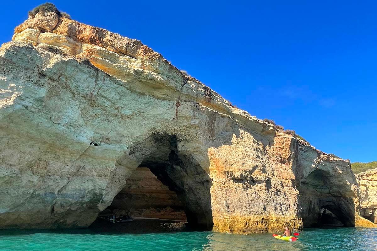 Kayaking at Benagil Cave in Algarve Portugal