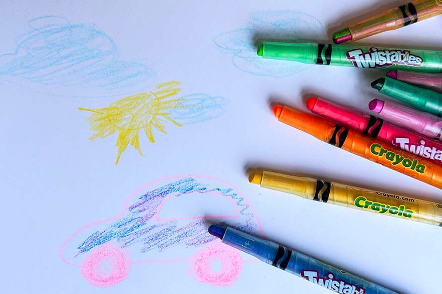 Kids drawing and twistable crayons