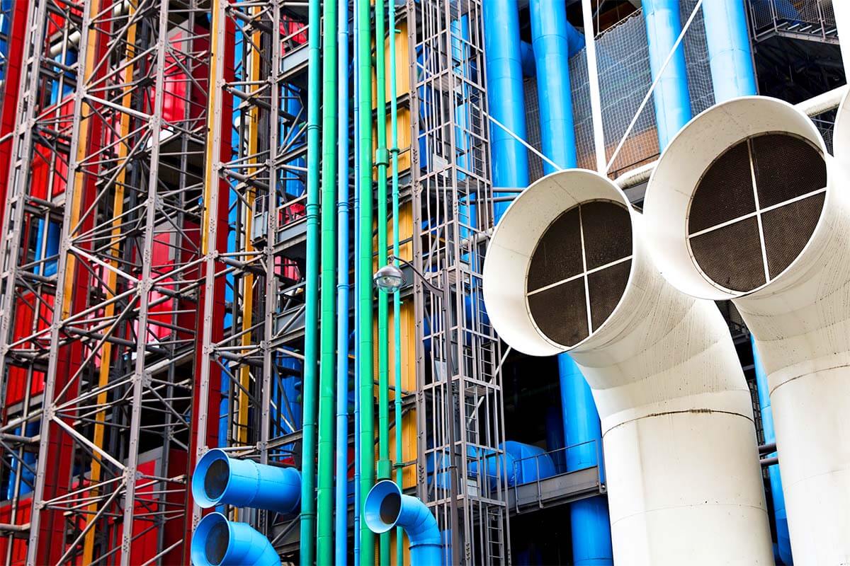 Paris Pompidou Centre colorful exterior and pipes