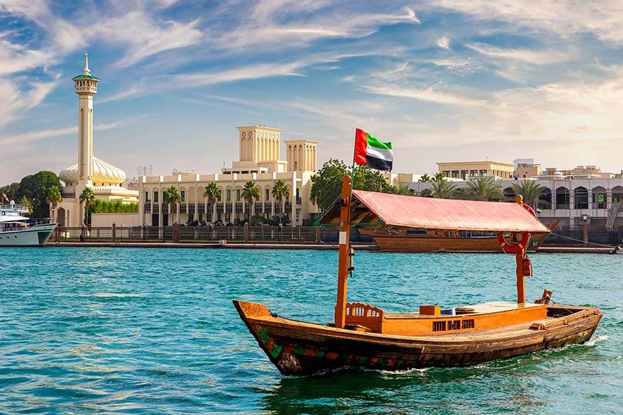 Traditional boat on Dubai Creek - best tours in Dubai UAE