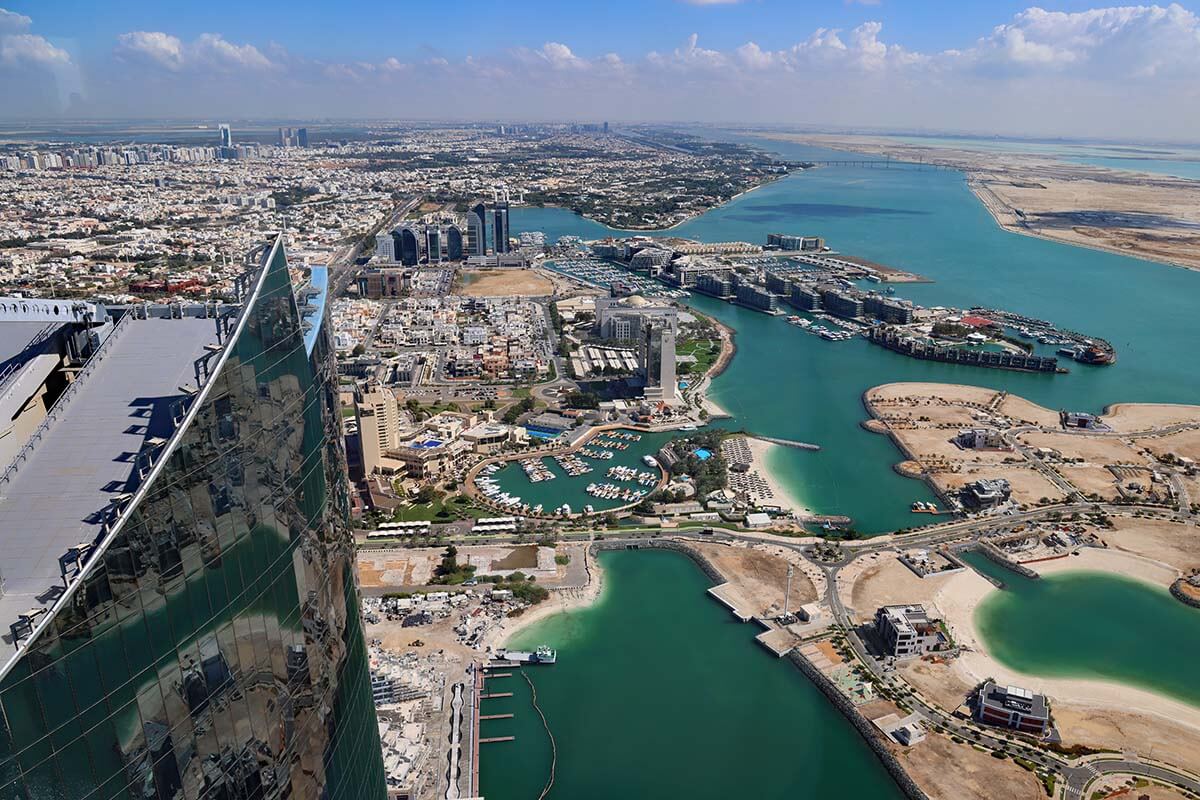 Abu Dhabi skyline aerial view from Etihad Towers