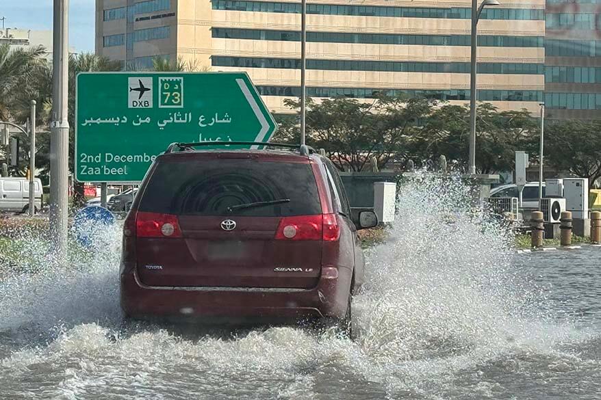 Dubai in the rain - streets under water days after it rained
