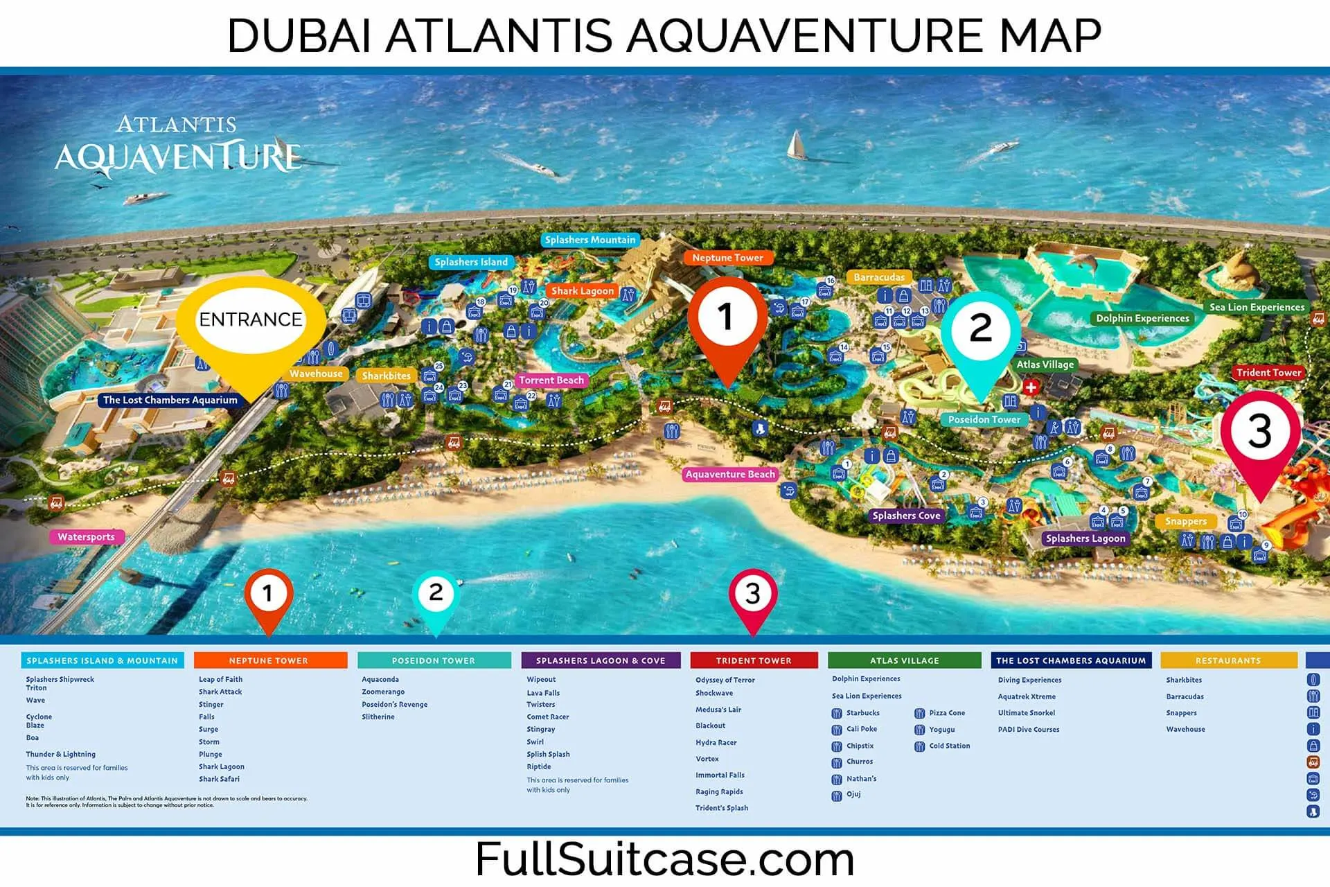 Map of Atlantis Aquaventure Waterpark in Dubai