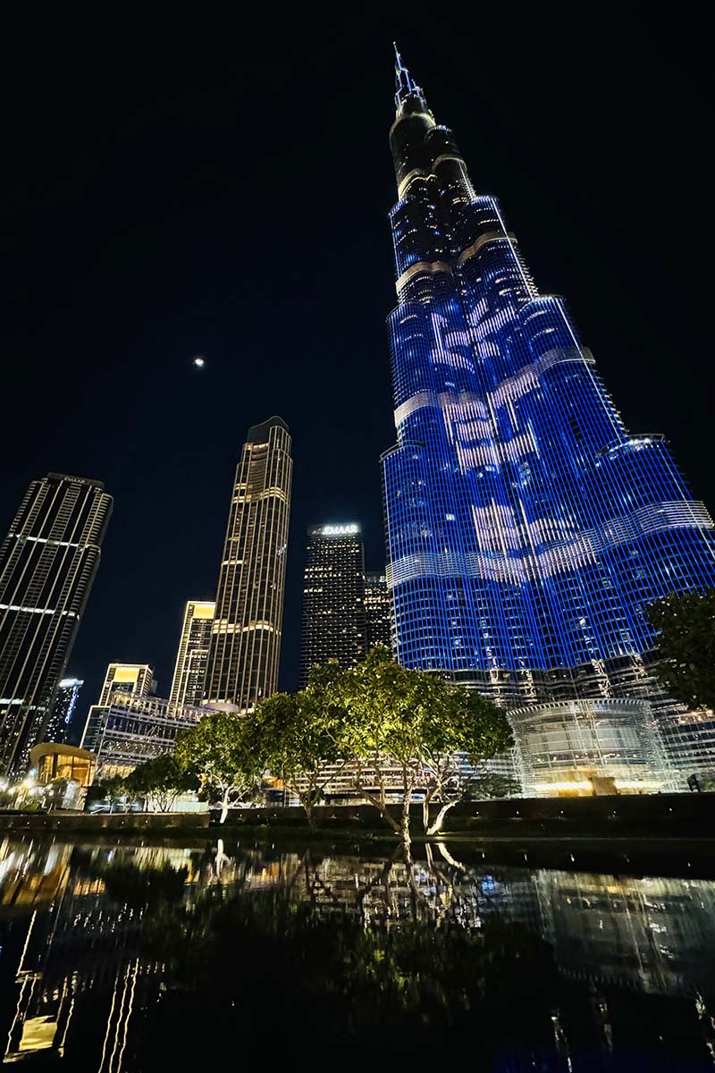 Burj Khalifa building in the dark - Dubai in February