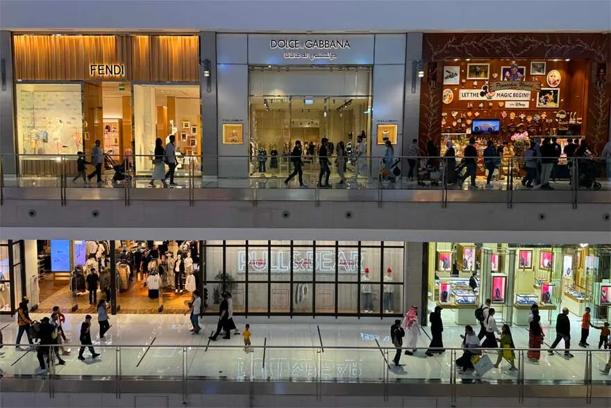 Designer stores at the Dubai Mall, Dubai UAE