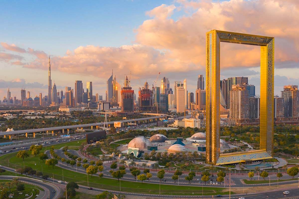Dubai Frame and city skyline