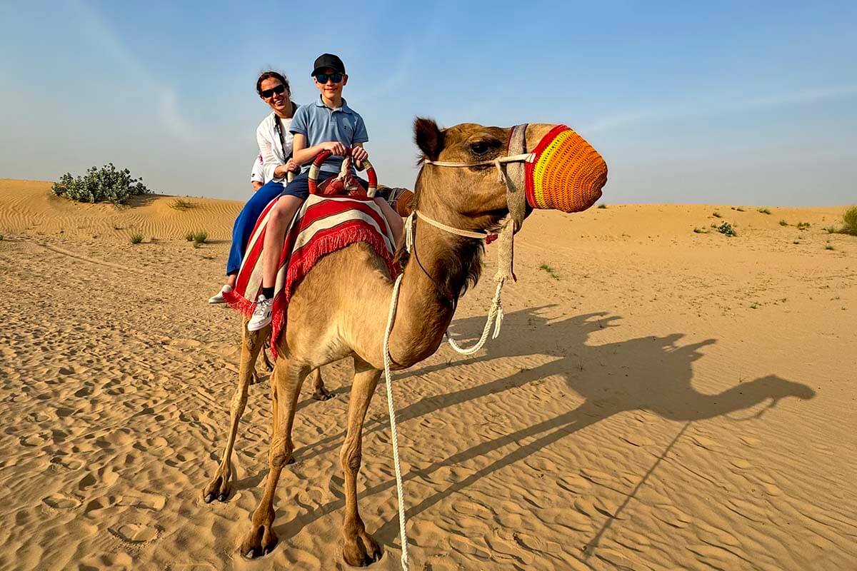 Dubai itinerary - camel ride in the UAE desert