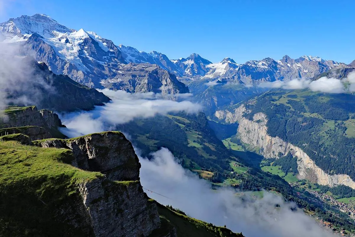 Jungfrau mountains and Lauterbrunnen Valley as seen from Panorama Trail - Switzerland trip