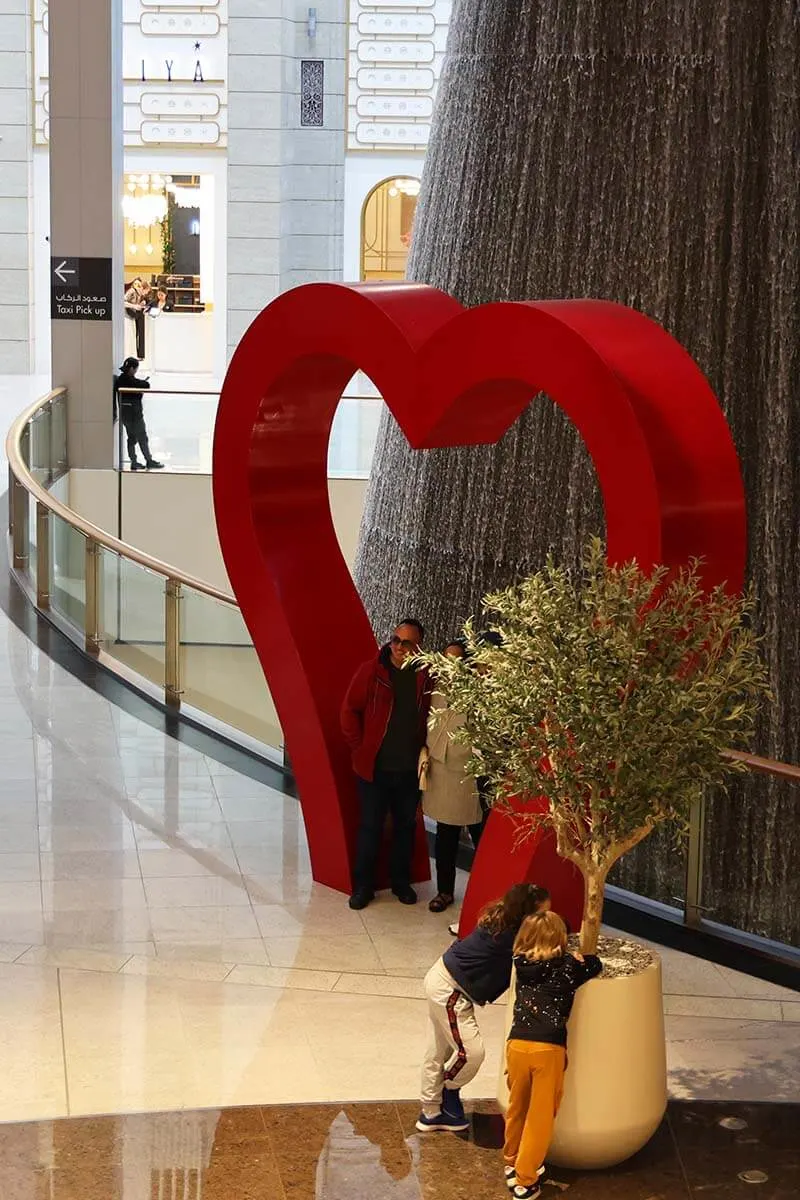St Valentine's Day in Dubai - a big red heart at Dubai Mall