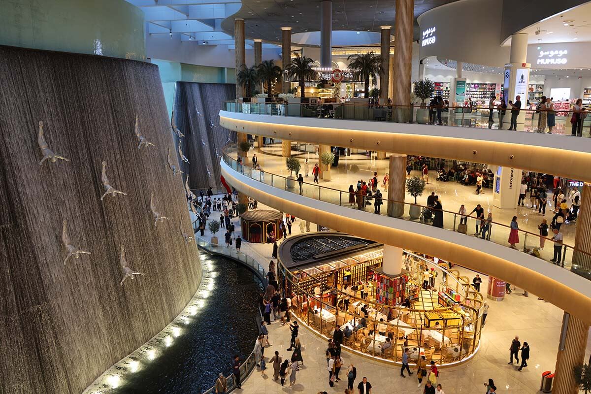 Waterfalls inside the Dubai Mall - top places to visit in Dubai