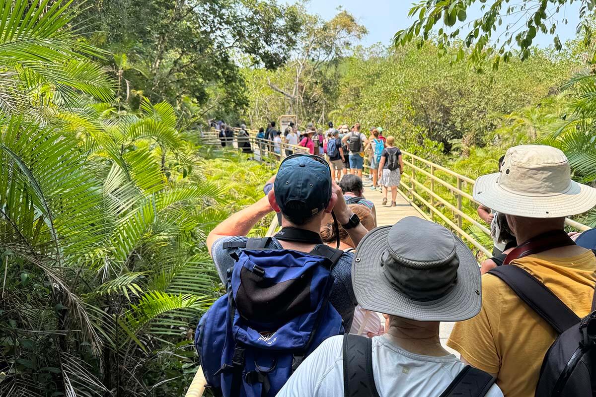 Crowds of people at Manuel Antonio National Park in Costa Rica