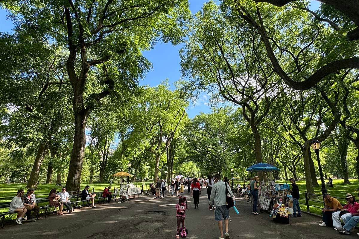 The Mall, one of the iconic places to see in Central Park NYC