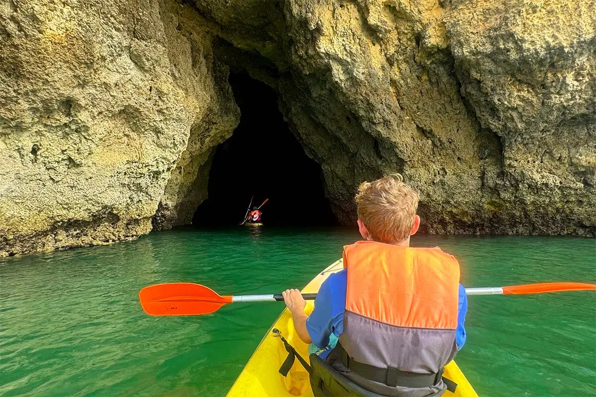 Albufeira sea caves - top places for kayaking in Algarve Portugal