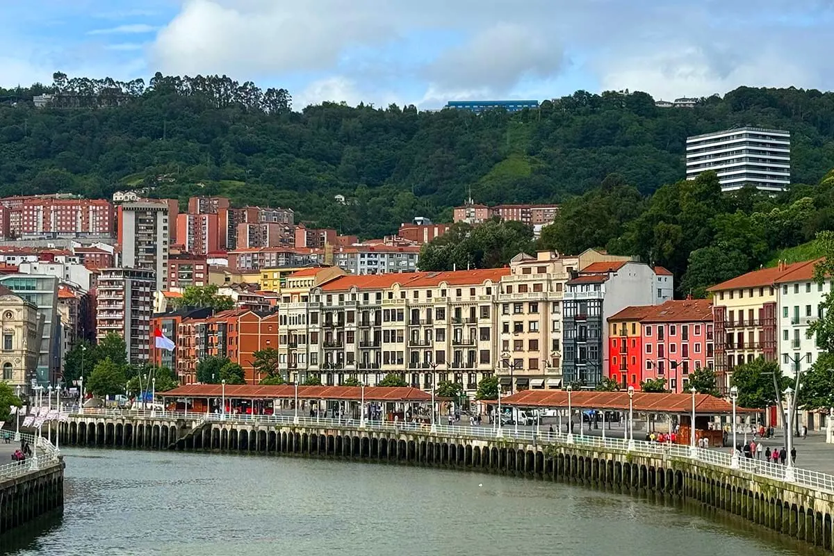 Bilbao old town and Nervion River waterfront area