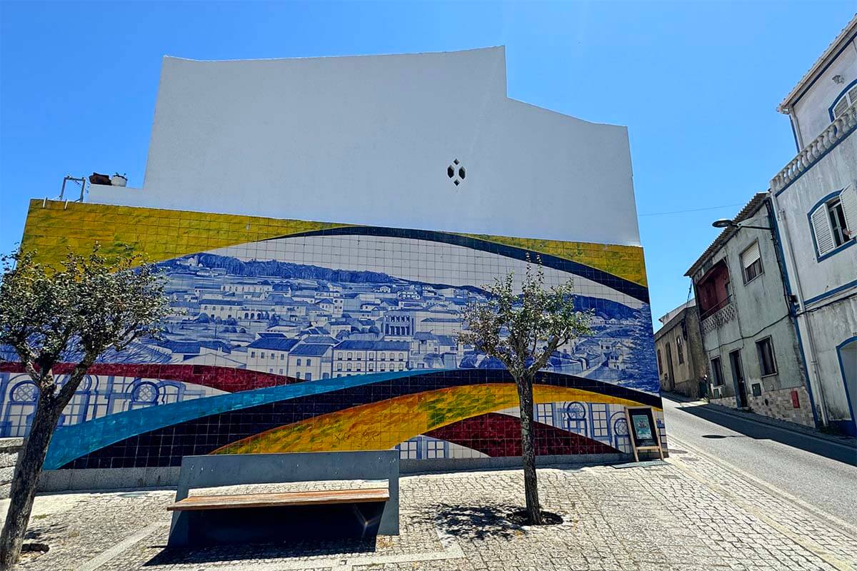 Colorful tiled mural in Monchique old town