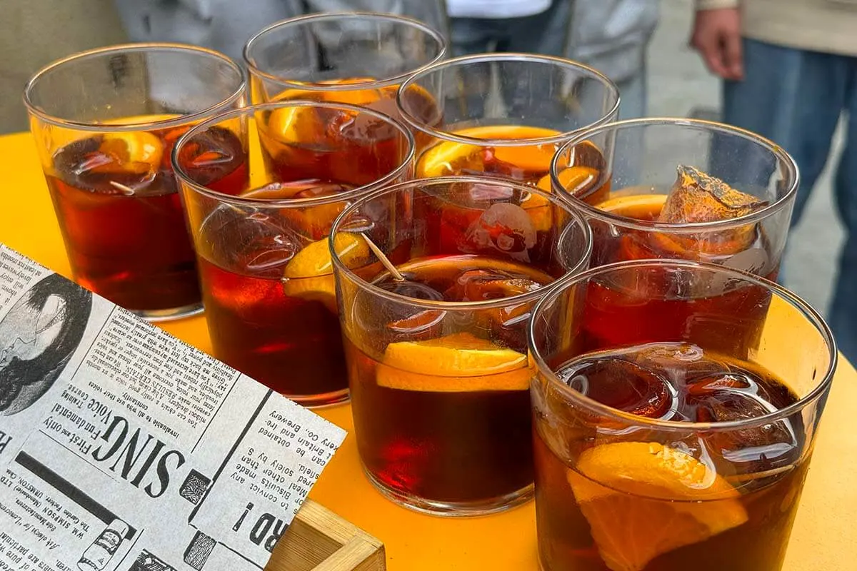 Drinks on our Basque food tour in Bilbao