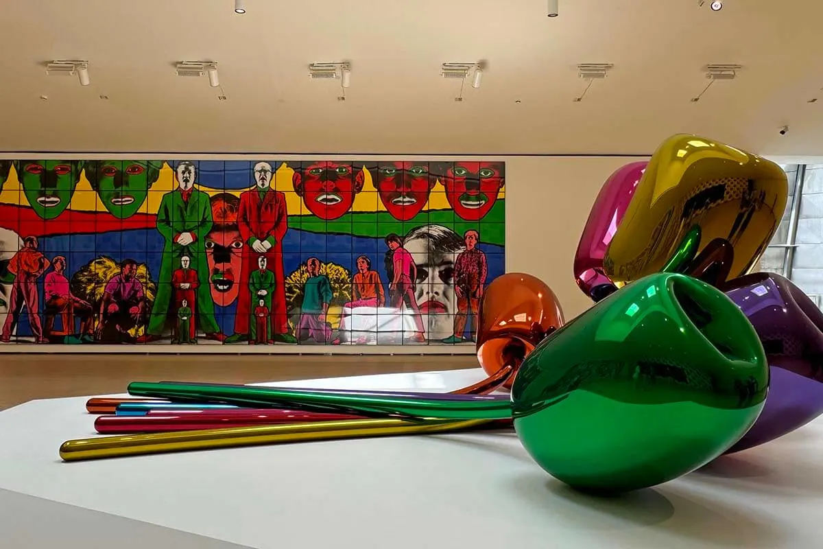 Colorful contemporary art inside Guggenheim Museum Bilbao