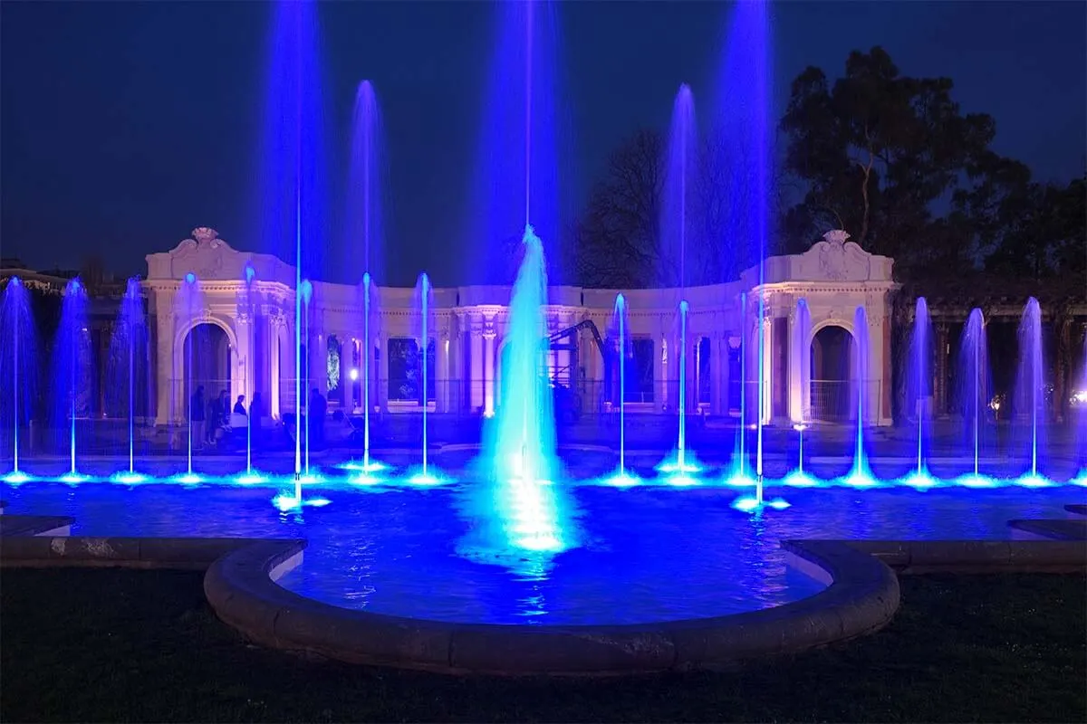 Fountain light show in Bilbao Dona Casilda Iturrizar Park