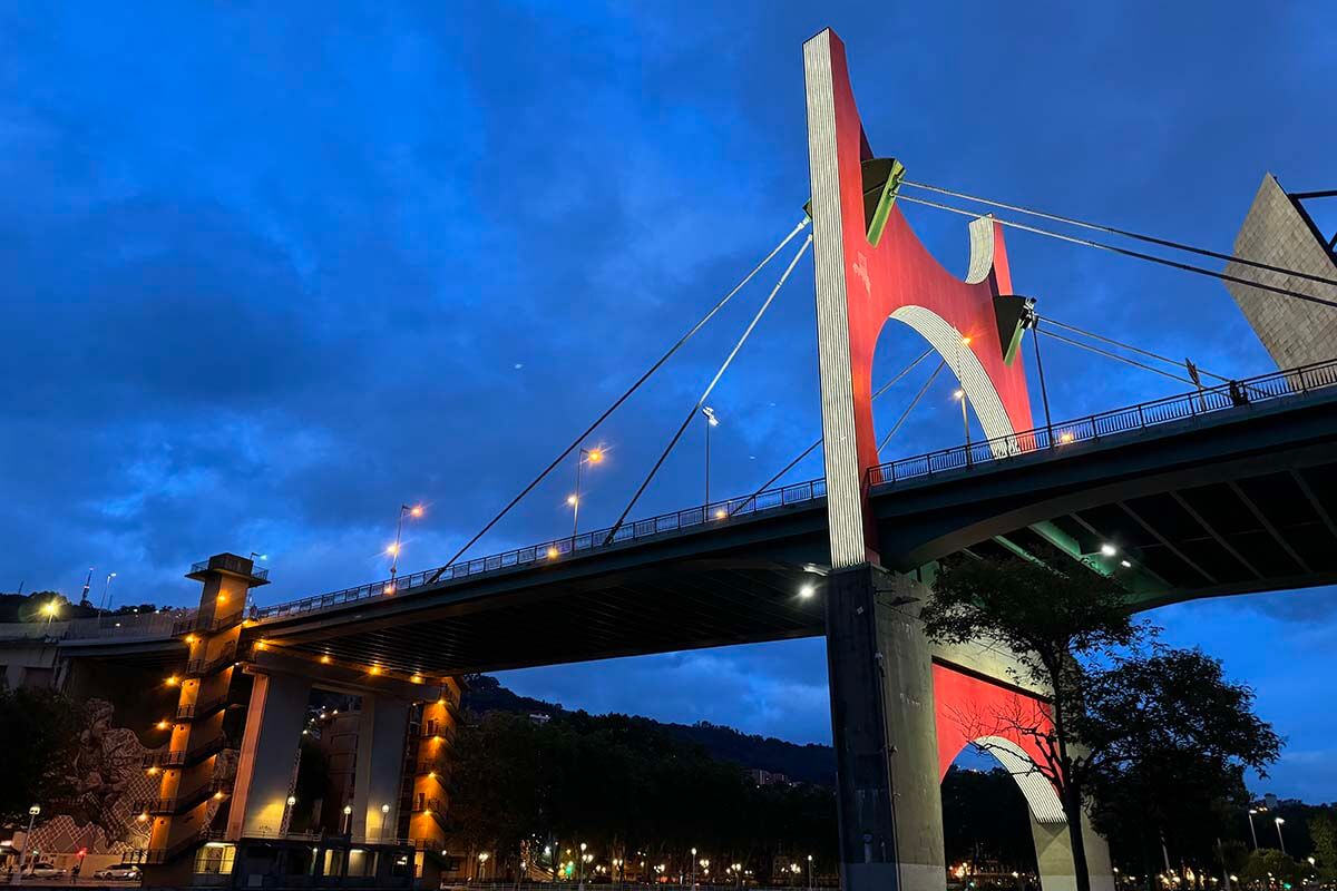 Red Arc on La Salve Bridge in Bilbao Spain