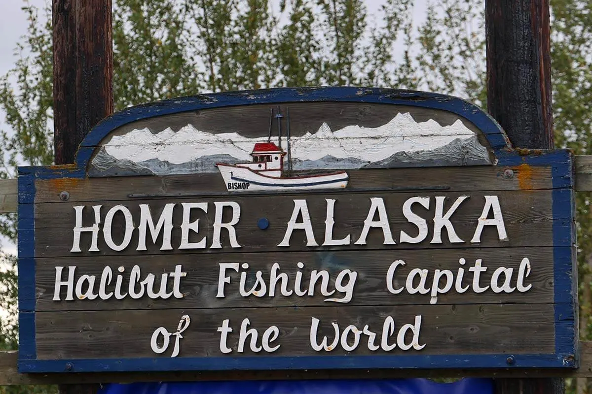 Homer Alaska Halibut Fishing Capital of the World sign