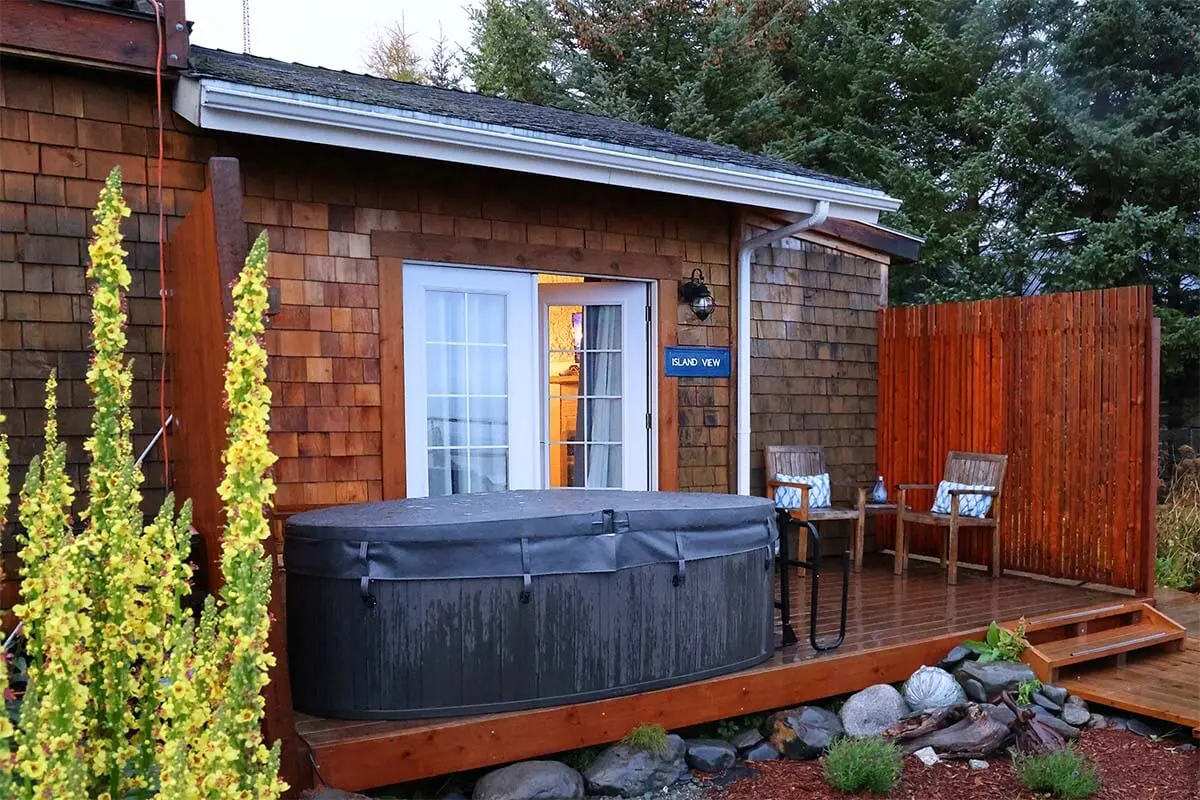 Homer Inn & Spa hotel room with a private hot tub, Homer Alaska