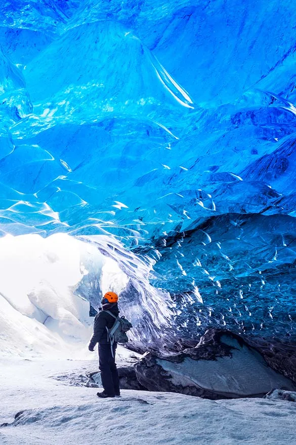 Natural ice cave near Jokulsarlon in Iceland