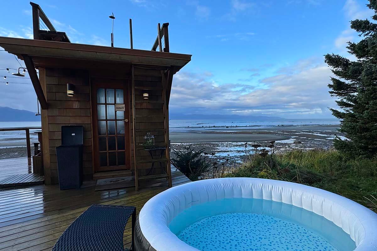 Sauna and cold plunge bath at Homer Inn and Spa