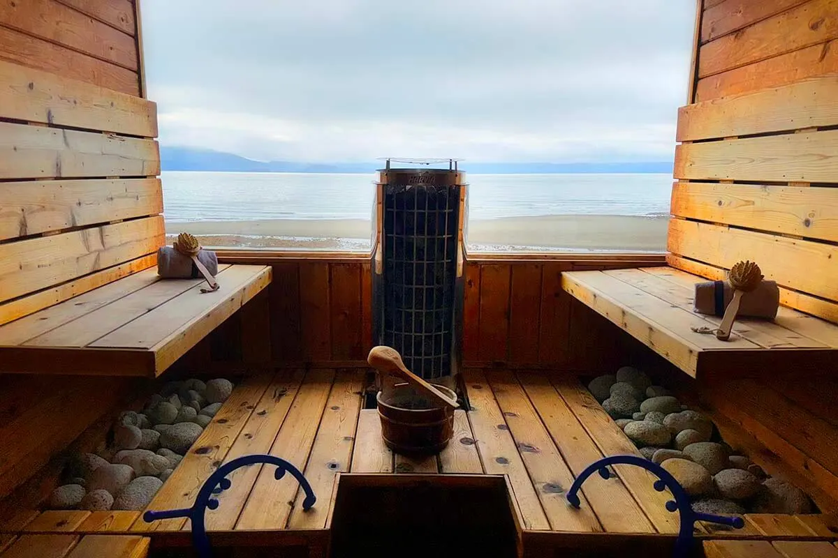 Sauna with sea view at Homer Inn & Spa